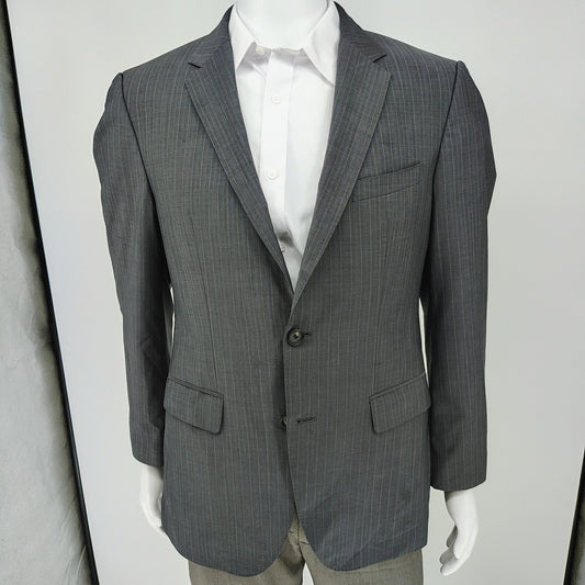 Boss Hugo Boss The James4/Sharp6 Gray with Blue Chalk Stripes Suit Jacket (38R)
