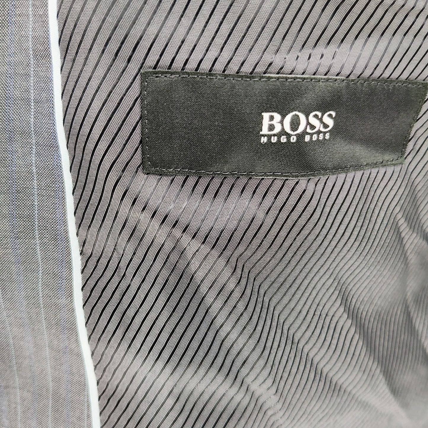 Boss Hugo Boss The James4/Sharp6 Gray with Blue Chalk Stripes Suit Jacket (38R)