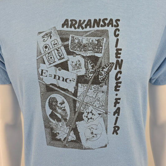 Vintage 1980s Screen Stars Light Blue Arkansas Science Fair Graphic T-Shirt (M)