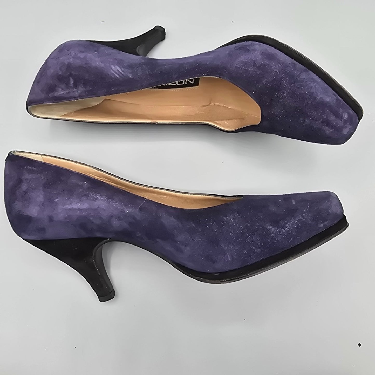 Vintage Early 1990s Maud Frizon Paris Dark Blue/Purple Suede Pumps (EU37/US6.5)