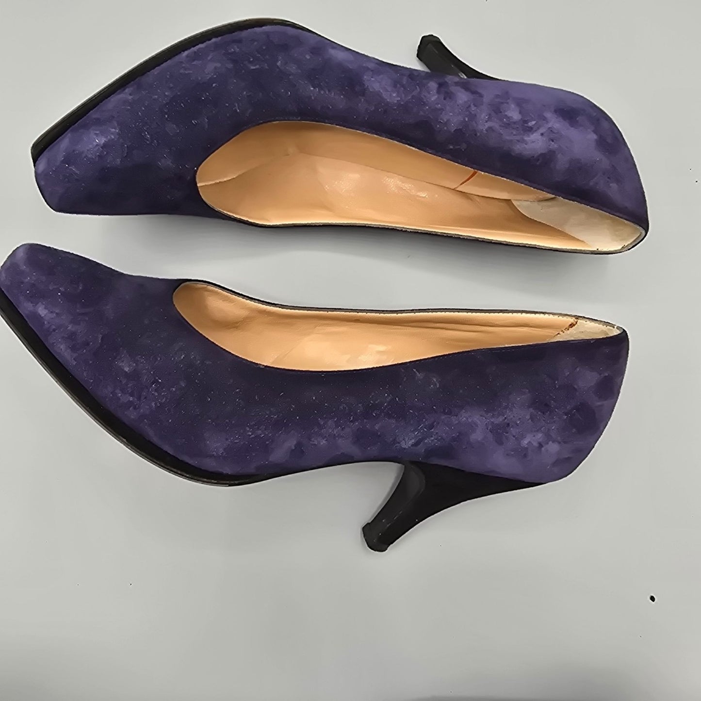 Vintage Early 1990s Maud Frizon Paris Dark Blue/Purple Suede Pumps (EU37/US6.5)