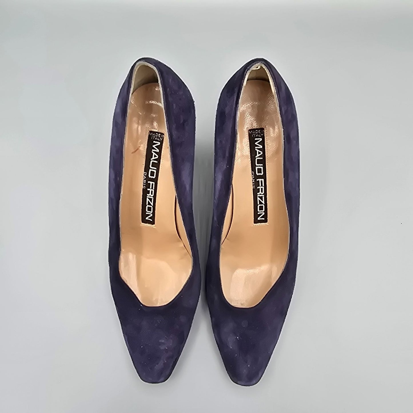 Vintage Early 1990s Maud Frizon Paris Dark Blue/Purple Suede Pumps (EU37/US6.5)
