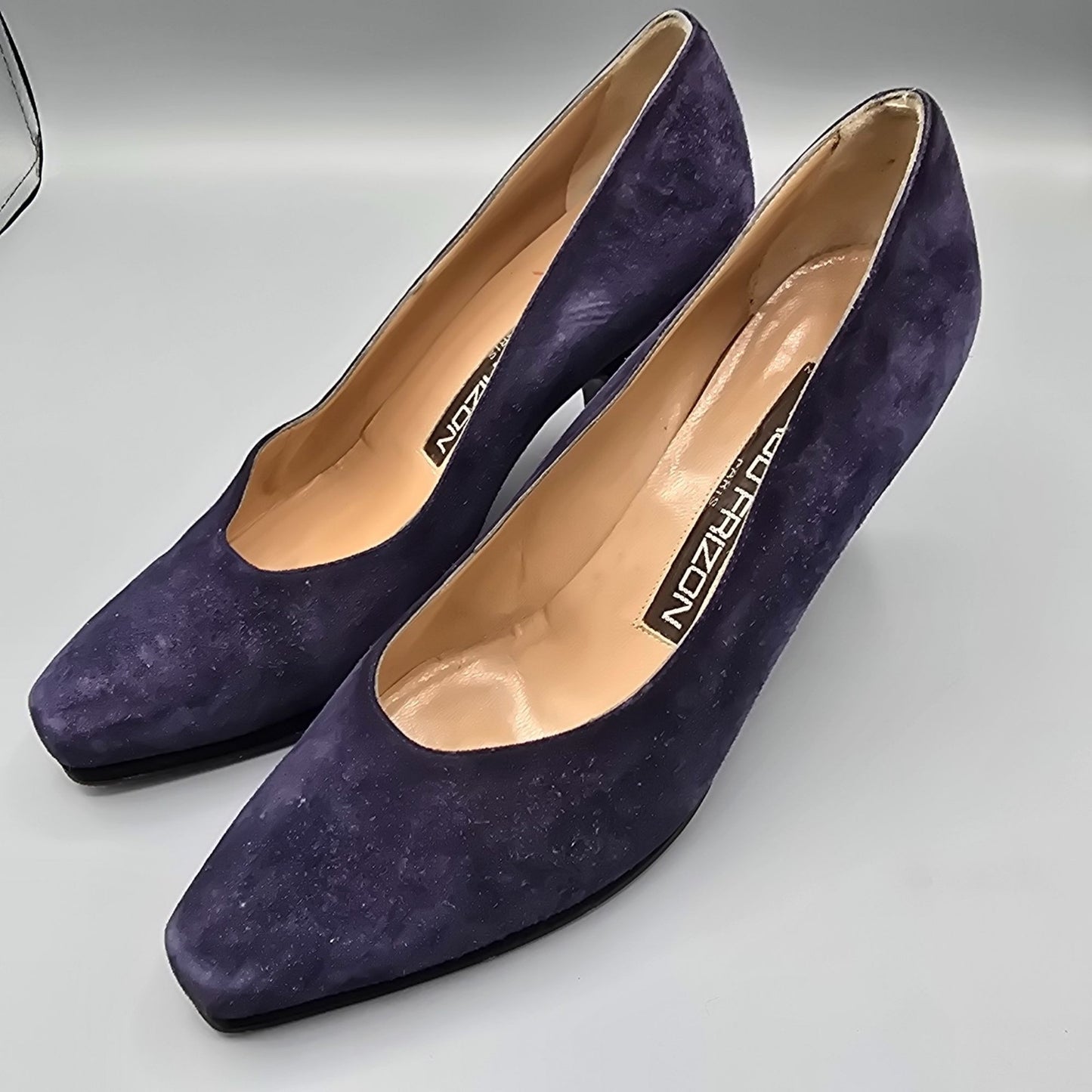 Vintage Early 1990s Maud Frizon Paris Dark Blue/Purple Suede Pumps (EU37/US6.5)