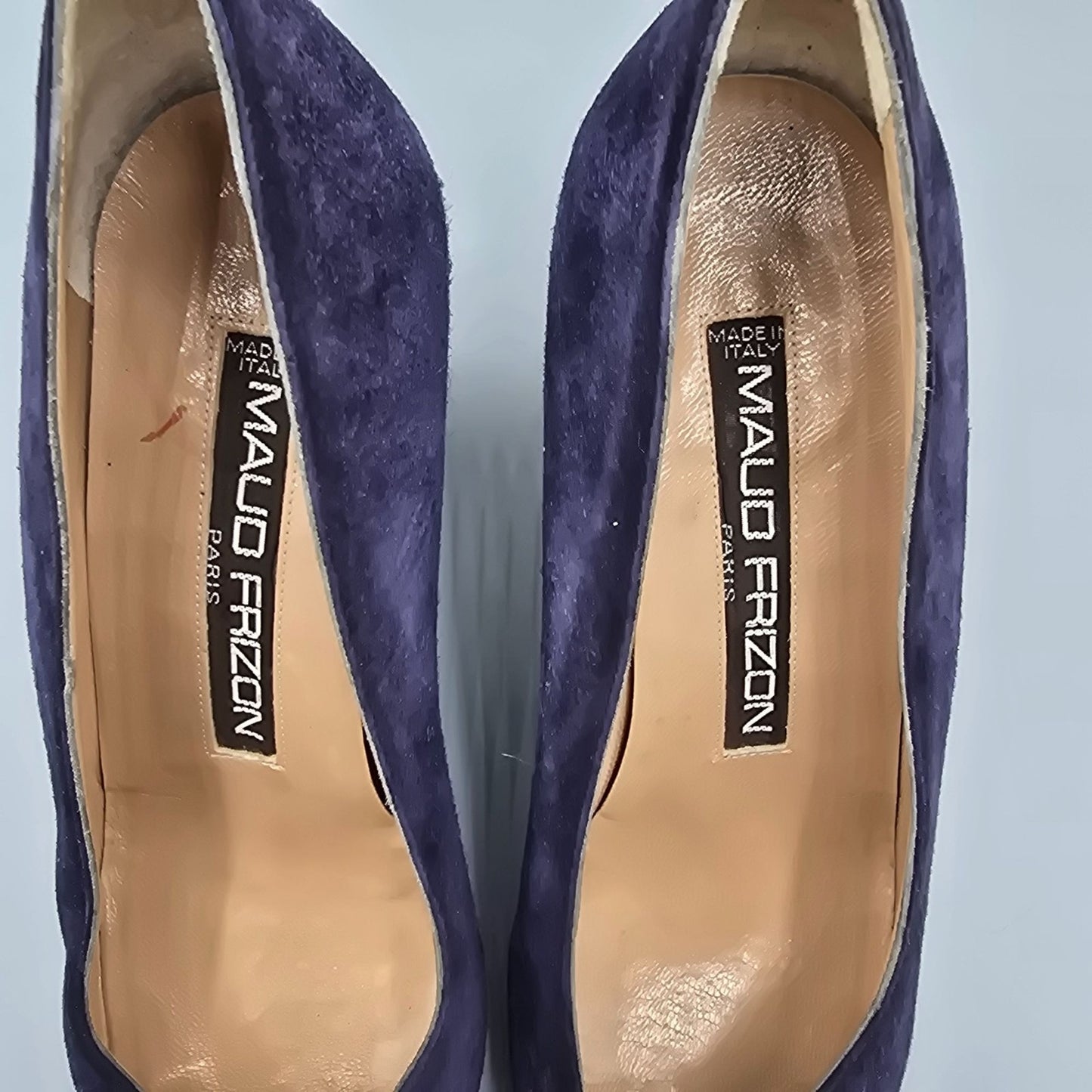 Vintage Early 1990s Maud Frizon Paris Dark Blue/Purple Suede Pumps (EU37/US6.5)