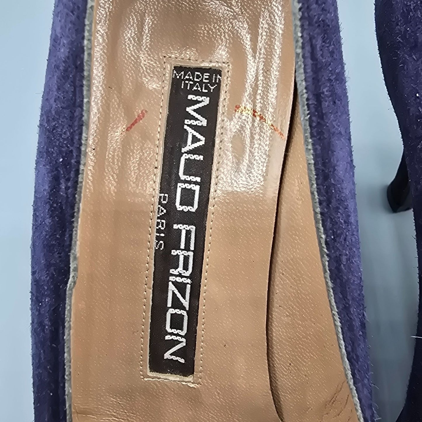 Vintage Early 1990s Maud Frizon Paris Dark Blue/Purple Suede Pumps (EU37/US6.5)