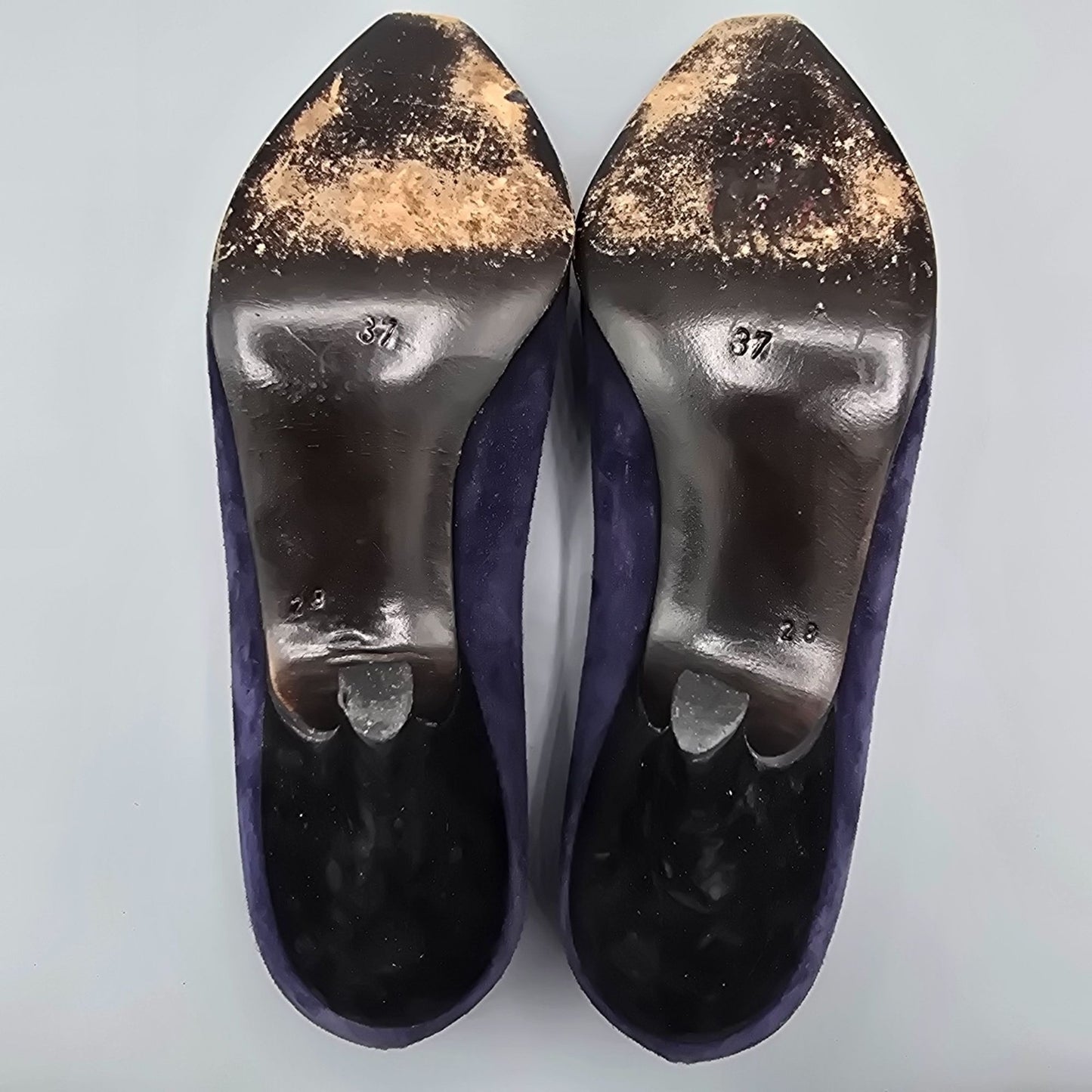 Vintage Early 1990s Maud Frizon Paris Dark Blue/Purple Suede Pumps (EU37/US6.5)