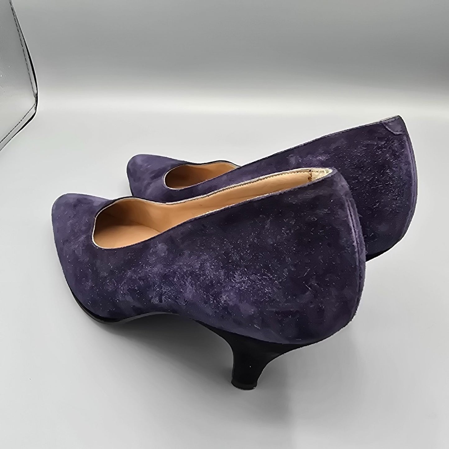 Vintage Early 1990s Maud Frizon Paris Dark Blue/Purple Suede Pumps (EU37/US6.5)