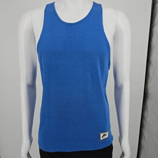 Vintage Early 1990s Nike Gray Tag Made in USA Blue Racerback Tank Top (M)