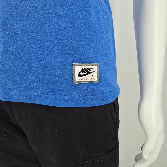 Vintage Early 1990s Nike Gray Tag Made in USA Blue Racerback Tank Top (M)