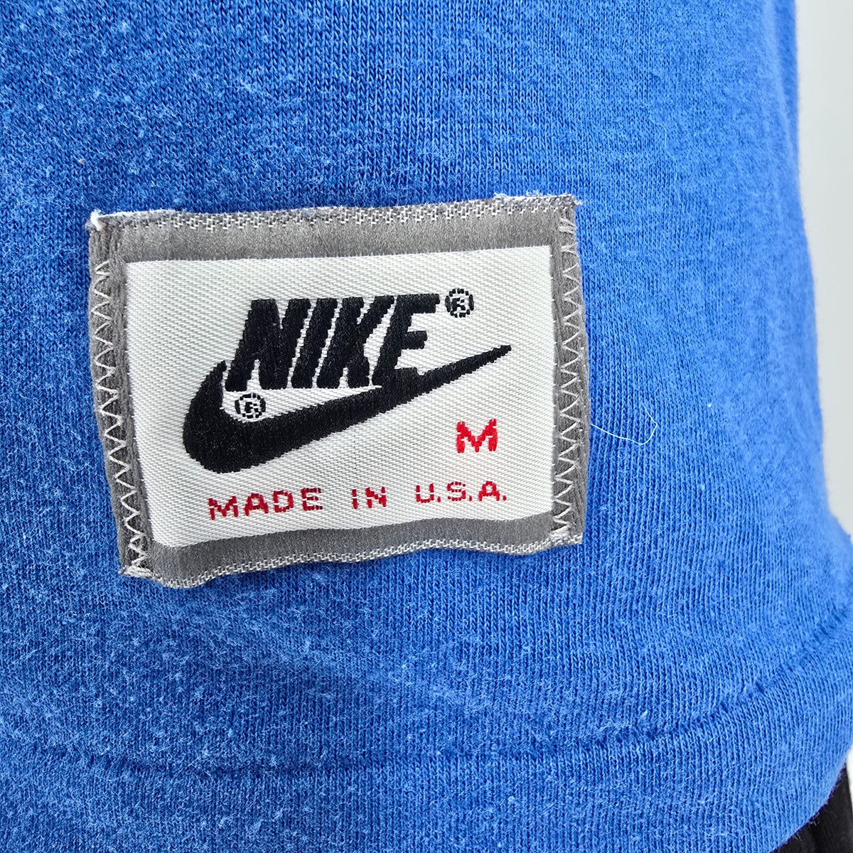Vintage Early 1990s Nike Gray Tag Made in USA Blue Racerback Tank Top (M)