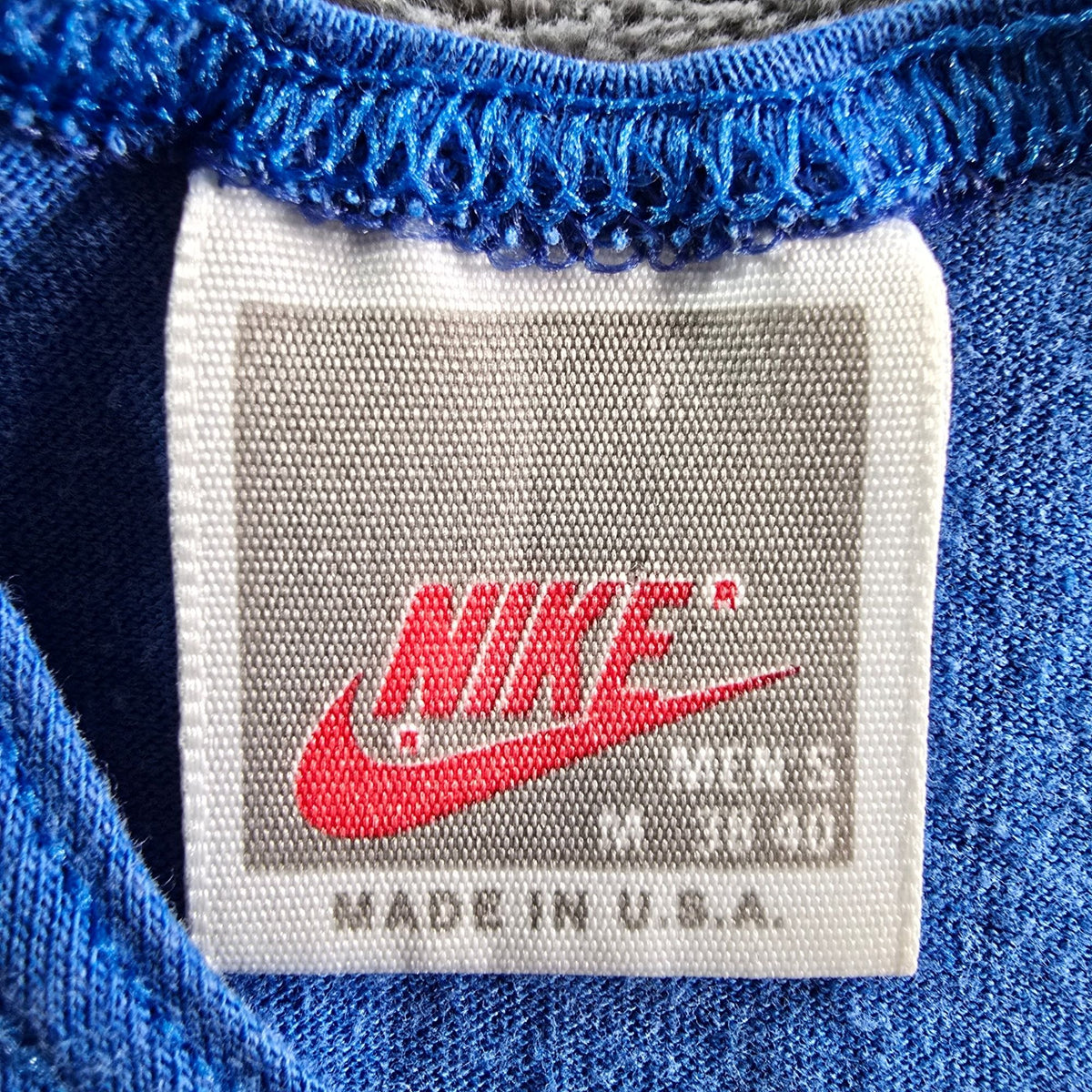 Vintage Early 1990s Nike Gray Tag Made in USA Blue Racerback Tank Top (M)