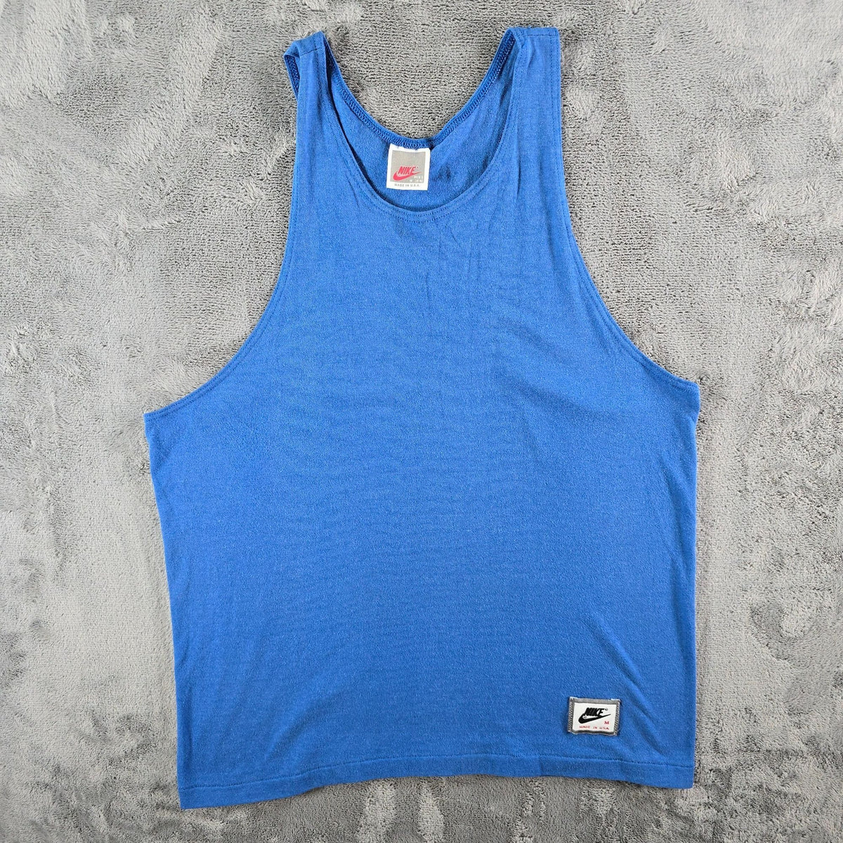 Vintage Early 1990s Nike Gray Tag Made in USA Blue Racerback Tank Top (M)
