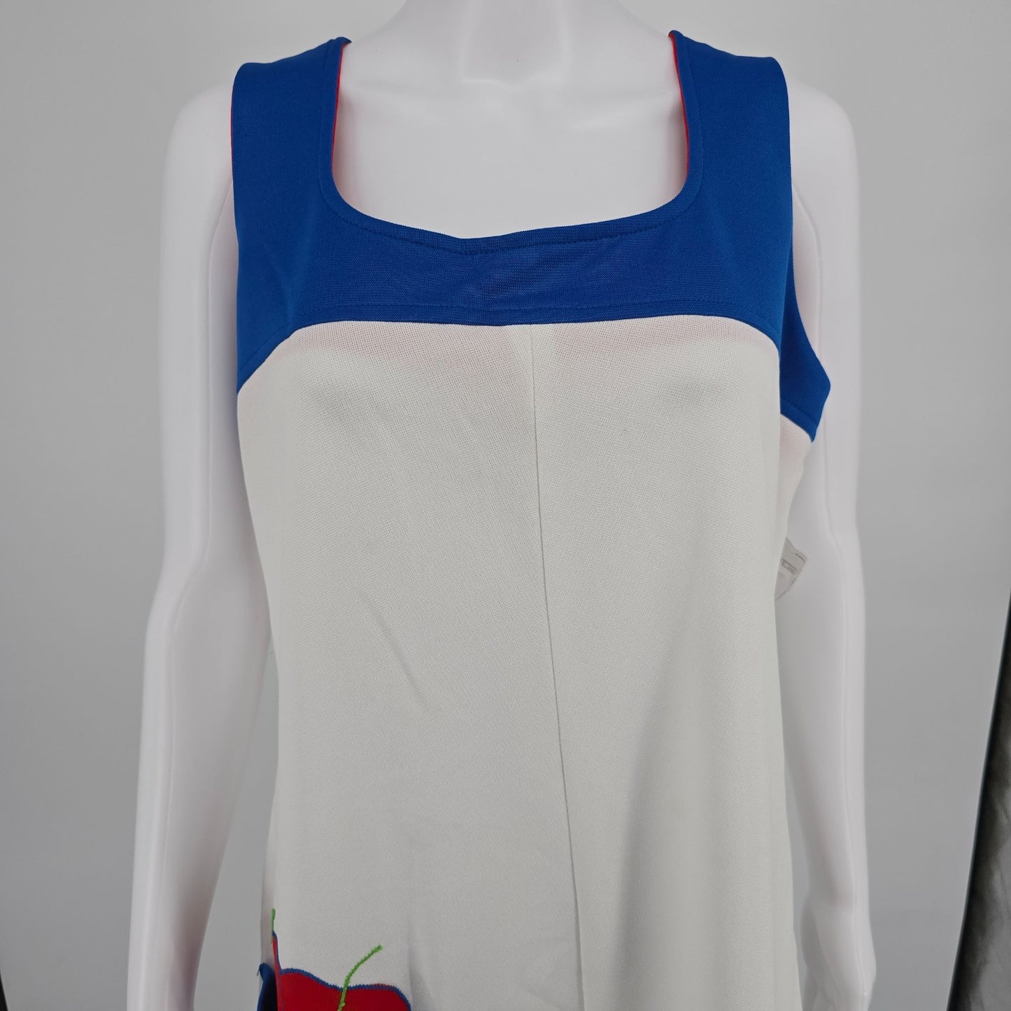 Vintage 1970s Flutterbye Apple Applique A-Line Knit Midi Teacher Dress (L)