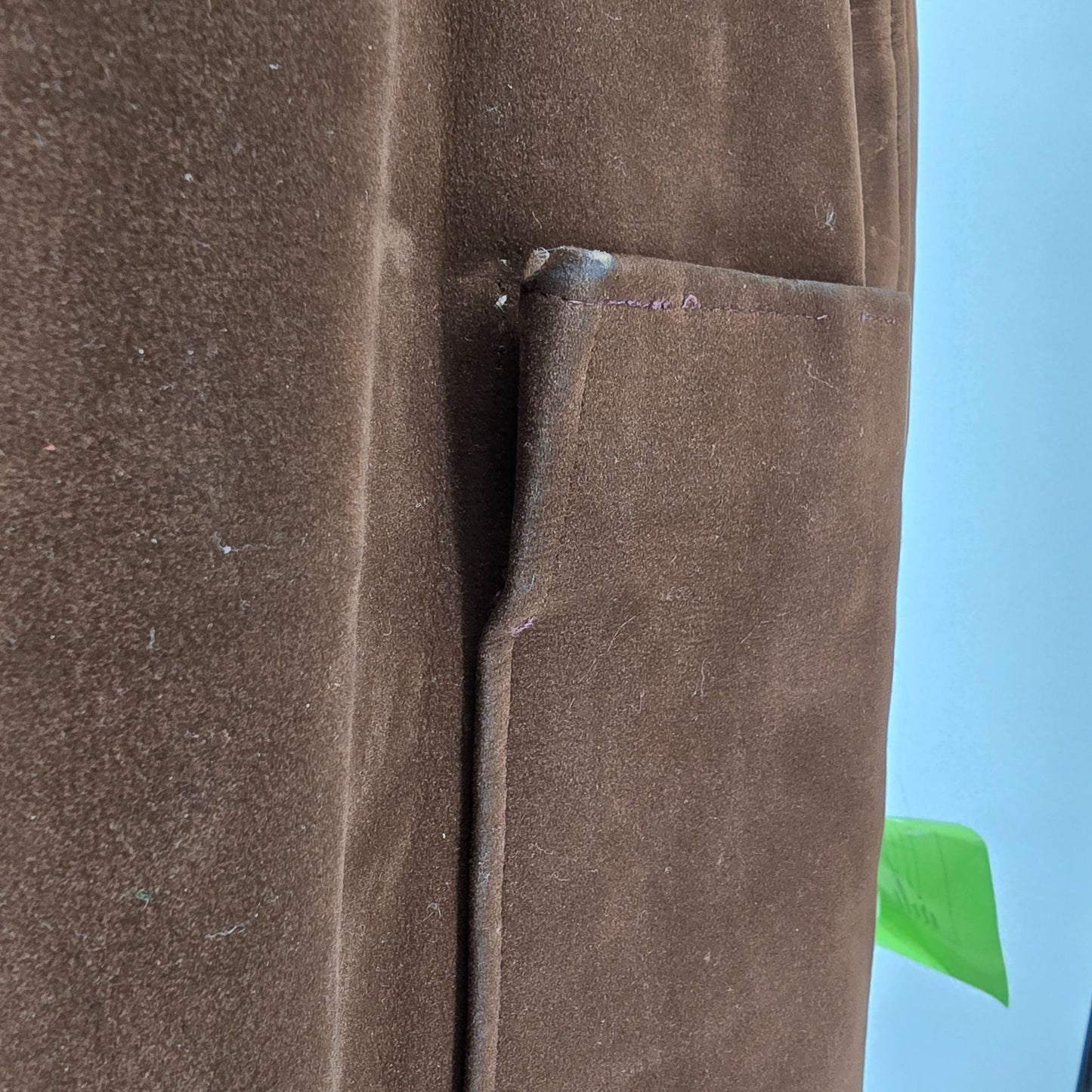 Vintage 1960s Brown Velveteen Coat w/ Leopard Print Faux Fur Lining (L) *Fair