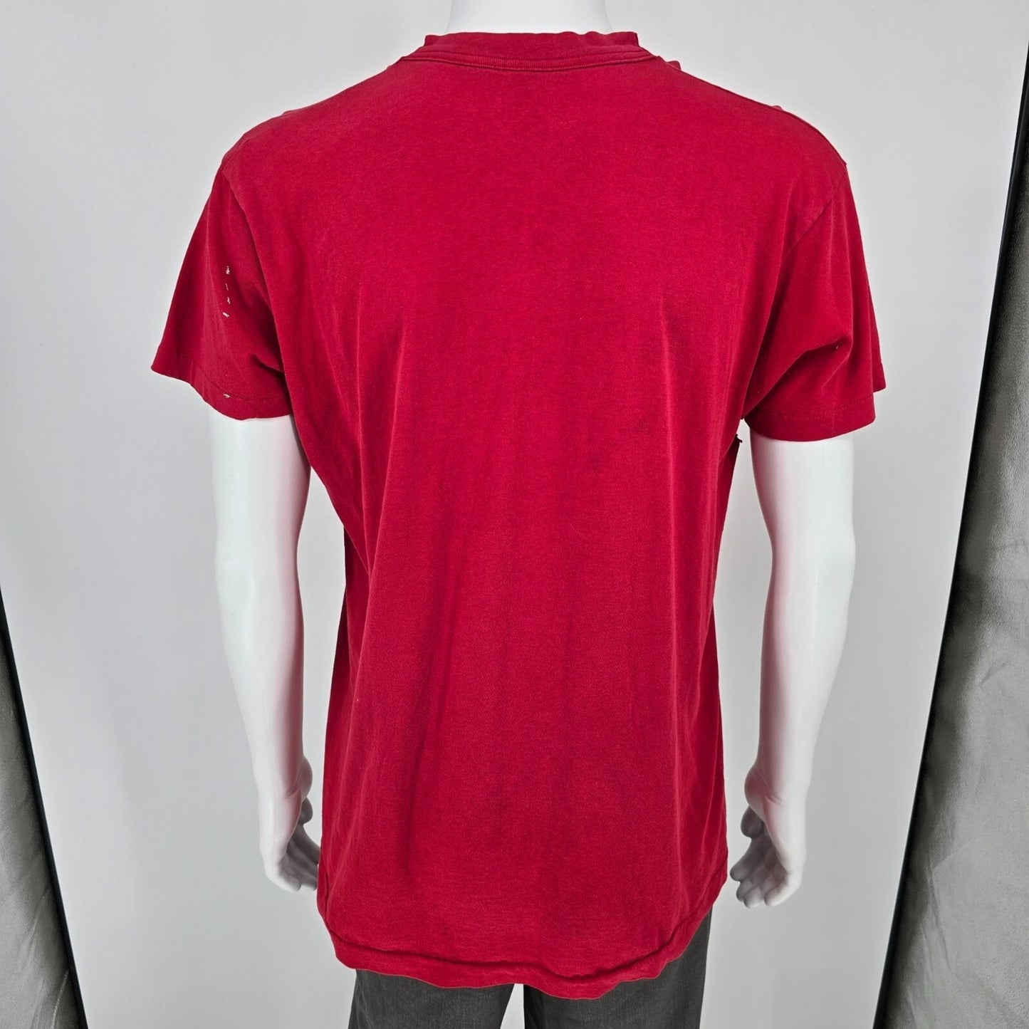 Vintage Distressed 1970s Single Stitch Blank Red Selvedge Pocket T-Shirt (M/L)