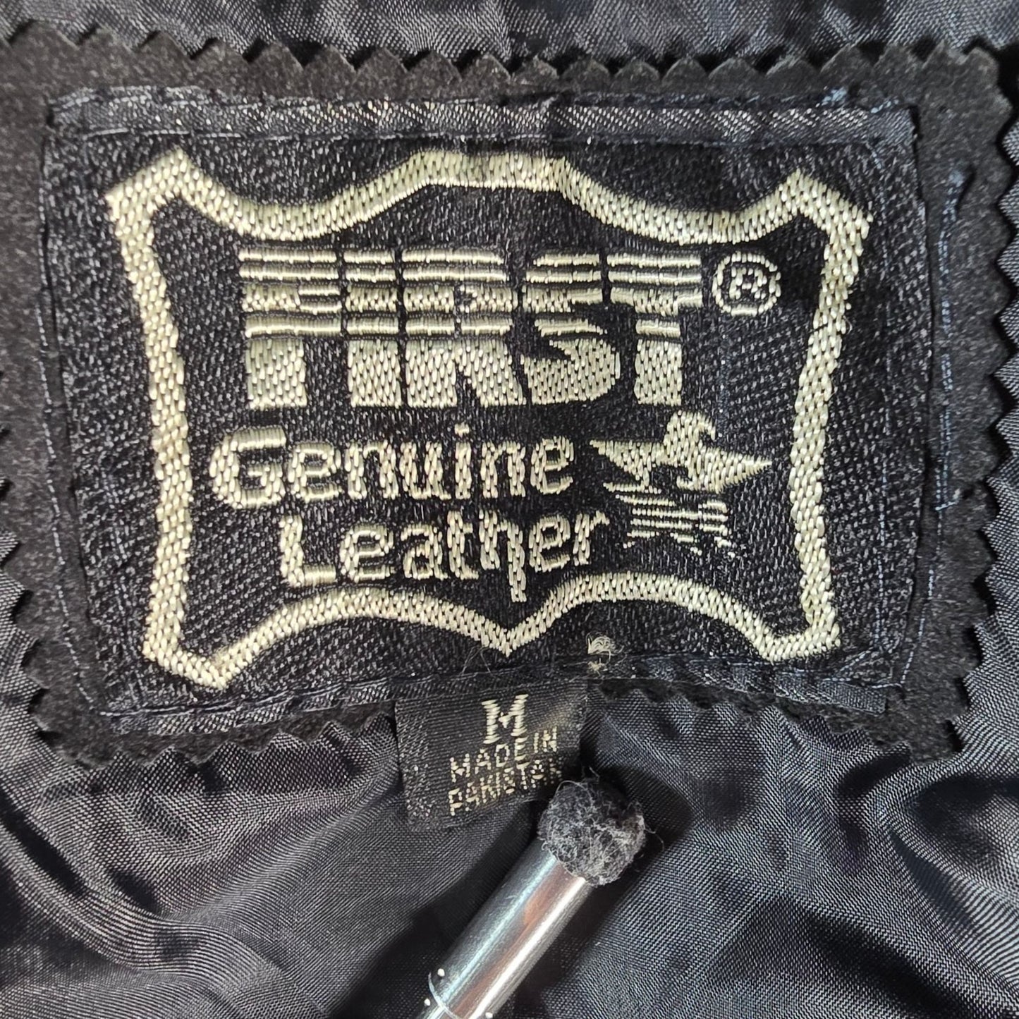 Vintage 1990s First Genuine Leather Men's Suede Beaded/Fringe Western Vest (M)