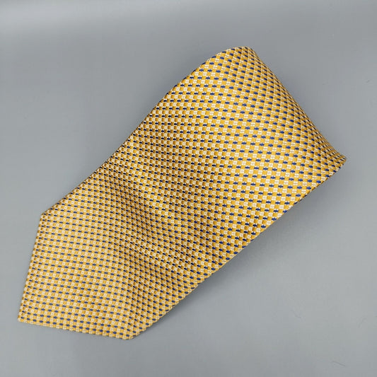 Geoffrey Beene Stain Resistant Yellow & Blue Geometric Pattern Wide Silk Necktie