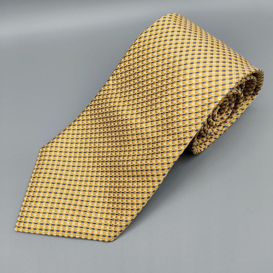 Geoffrey Beene Stain Resistant Yellow & Blue Geometric Pattern Wide Silk Necktie