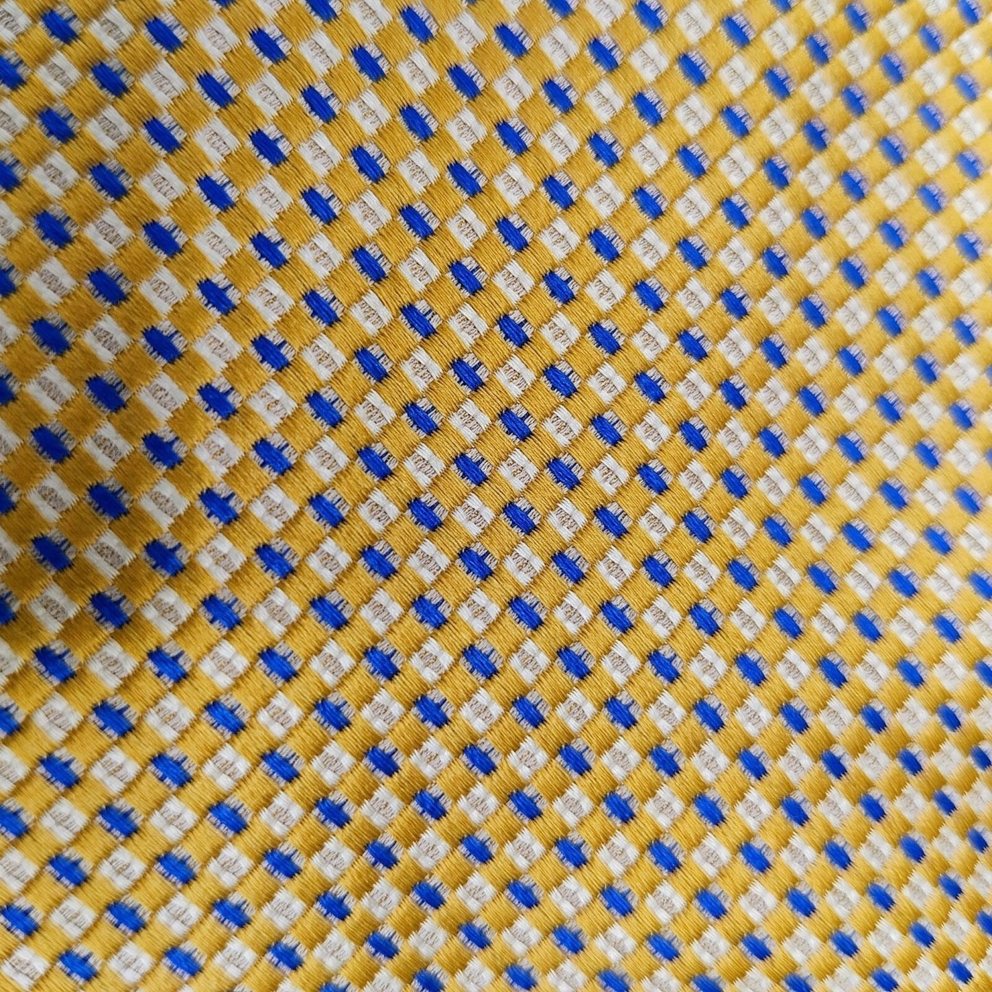 Geoffrey Beene Stain Resistant Yellow & Blue Geometric Pattern Wide Silk Necktie