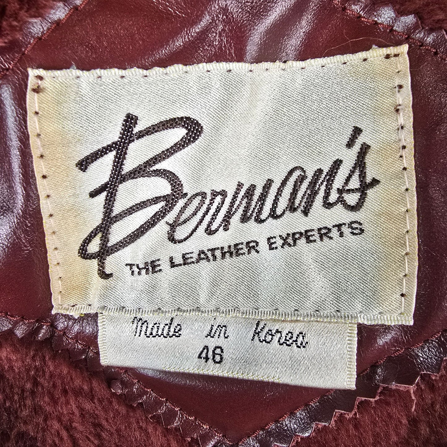 Vintage 1980s Berman's Pile Lined Oxblood/Burgundy Leather Bomber Jacket (L)