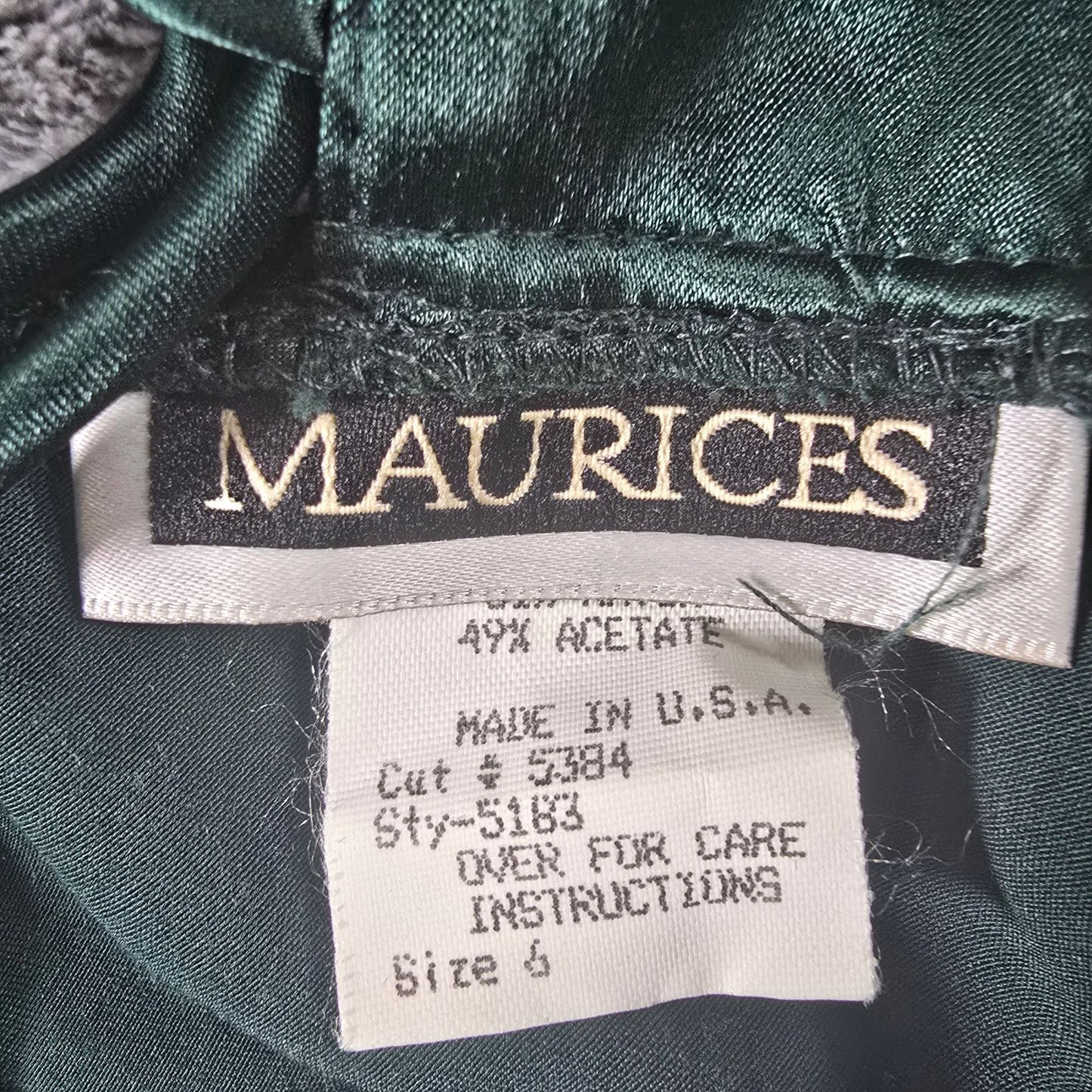Vintage 1990s Maurices Green Satin Flocked Rose Whimsigoth Prom Dress (0/XS)