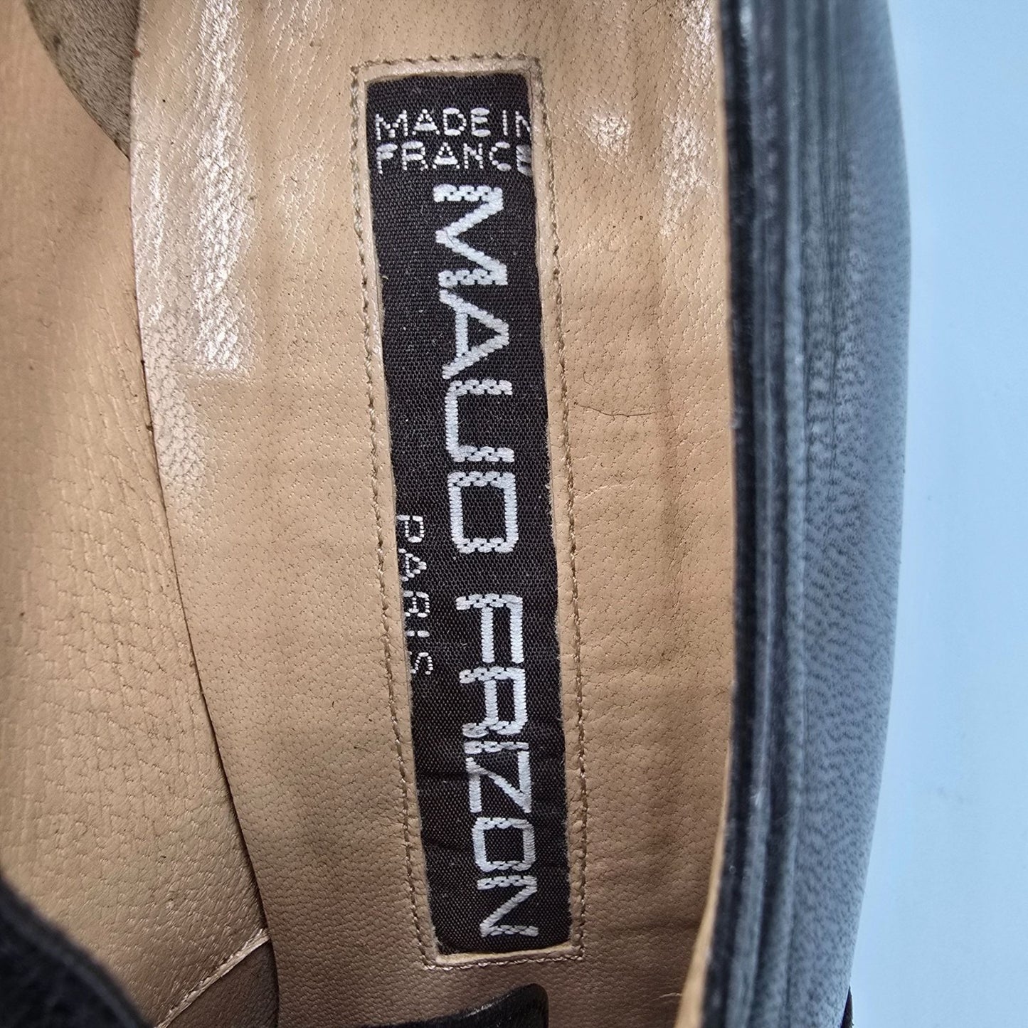 Vintage 1980s Maud Frizon Paris Black Leather Zip-Front Ankle Pumps (7.5B)