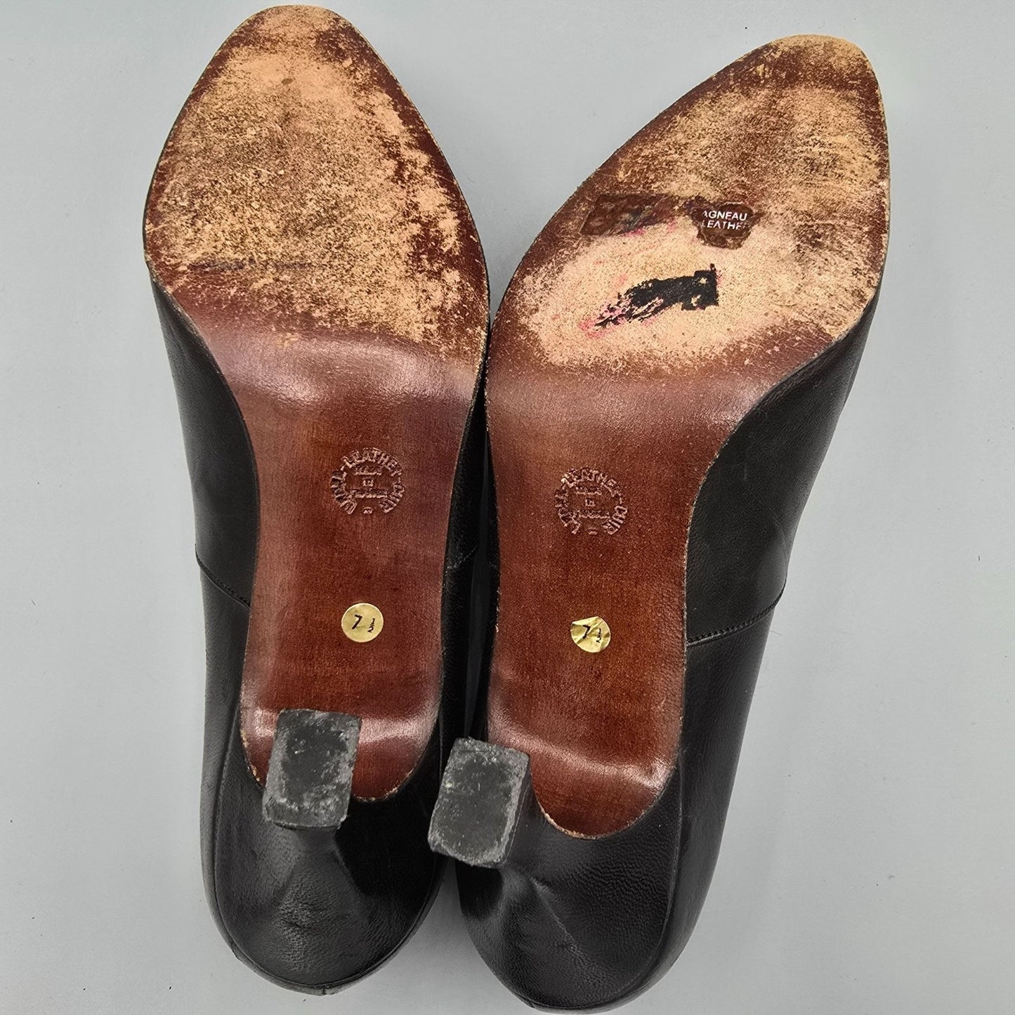 Vintage 1980s Maud Frizon Paris Black Leather Zip-Front Ankle Pumps (7.5B)