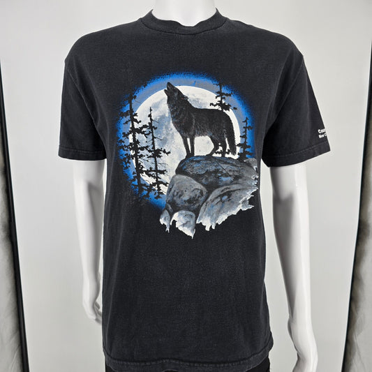 Vintage Y2K Leanin' Tree Country Trails New Castle, IN Wolf Moon T-Shirt (M/L)