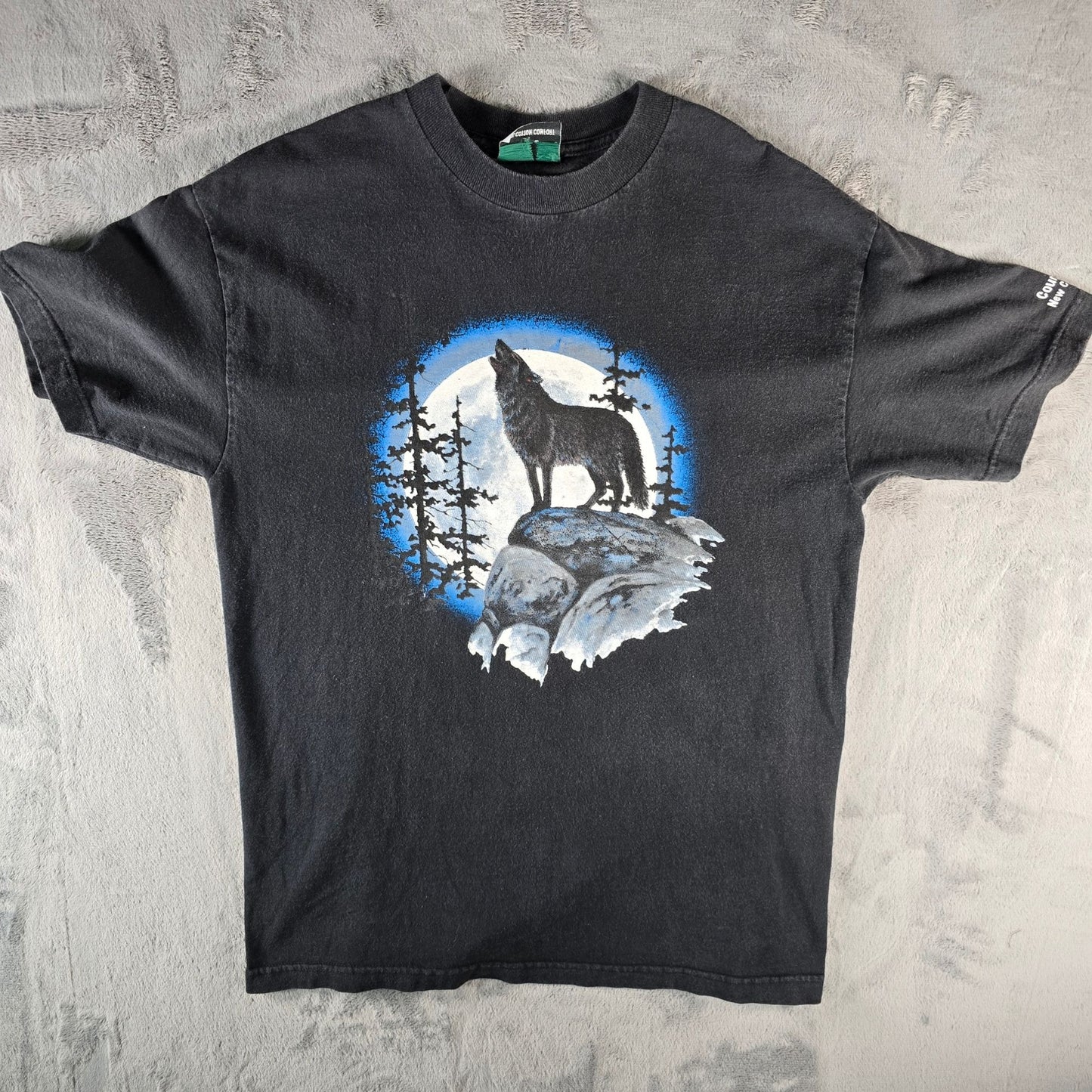 Vintage Y2K Leanin' Tree Country Trails New Castle, IN Wolf Moon T-Shirt (M/L)