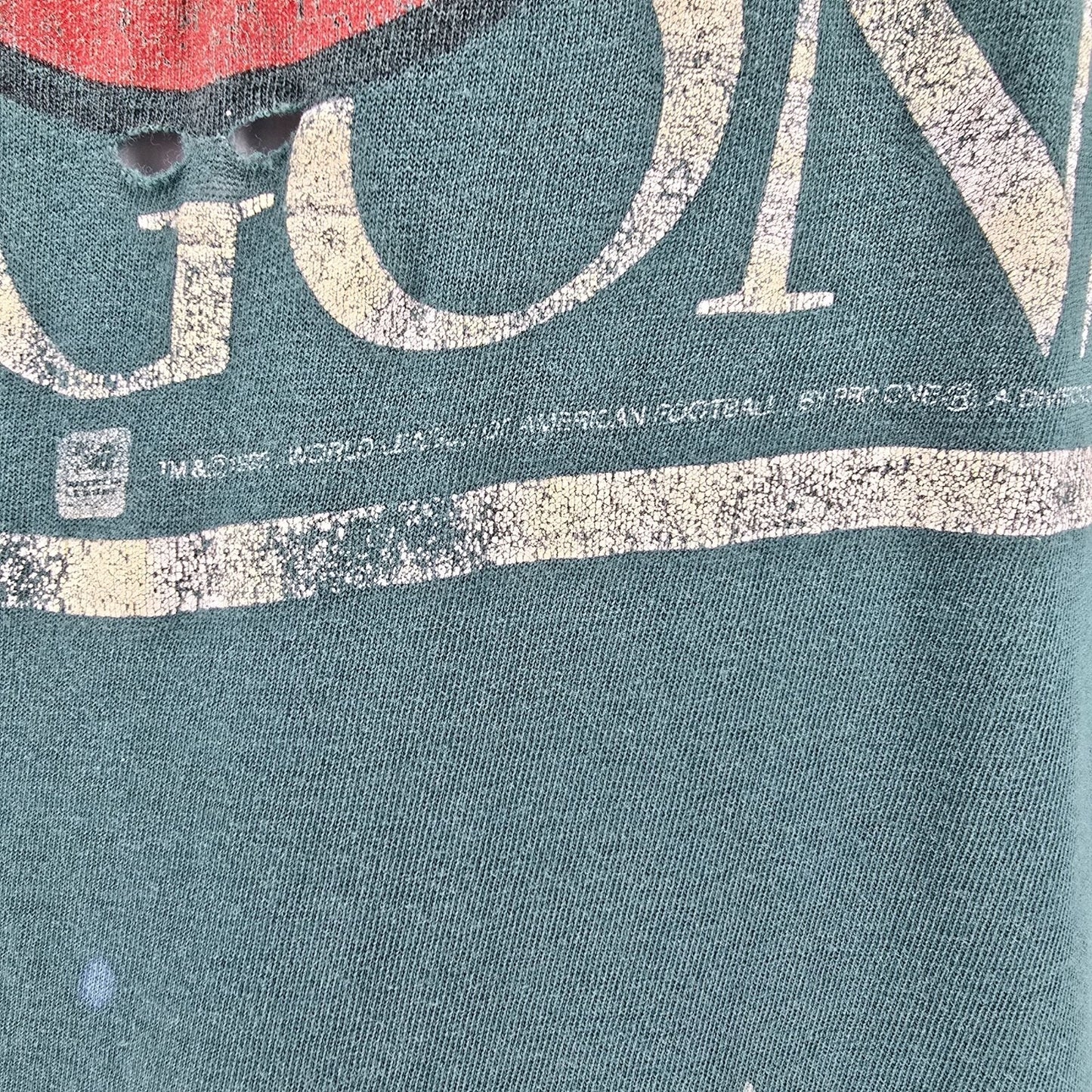 Thrashed Vintage 1990s NFL Europe Barcelona Dragons Single Stitch T-Shirt (L/XL)