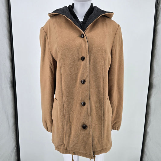 Vintage 1990s Mackintosh Vestcoat Women's Hooded Double-Layer Wool Coat (L)