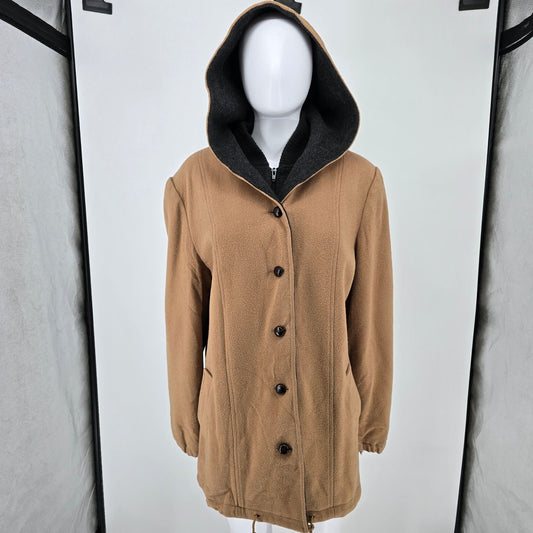 Vintage 1990s Mackintosh Vestcoat Women's Hooded Double-Layer Wool Coat (L)