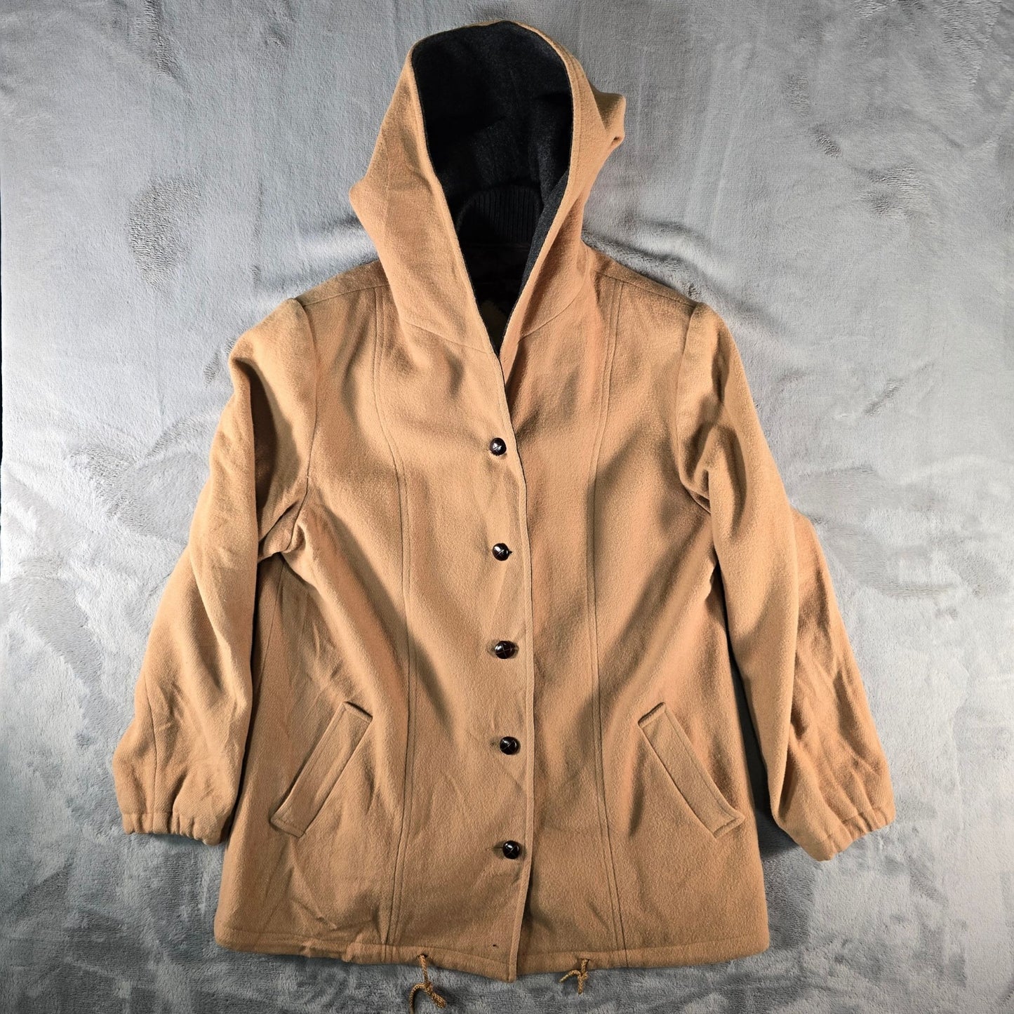 Vintage 1990s Mackintosh Vestcoat Women's Hooded Double-Layer Wool Coat (L)