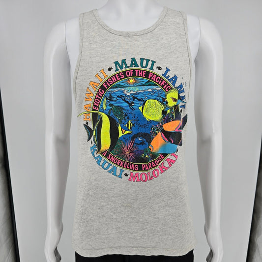 Vintage 1990s Exotic Fishes of the Pacific "A Snorkeling Paradise" Tank Top (S)