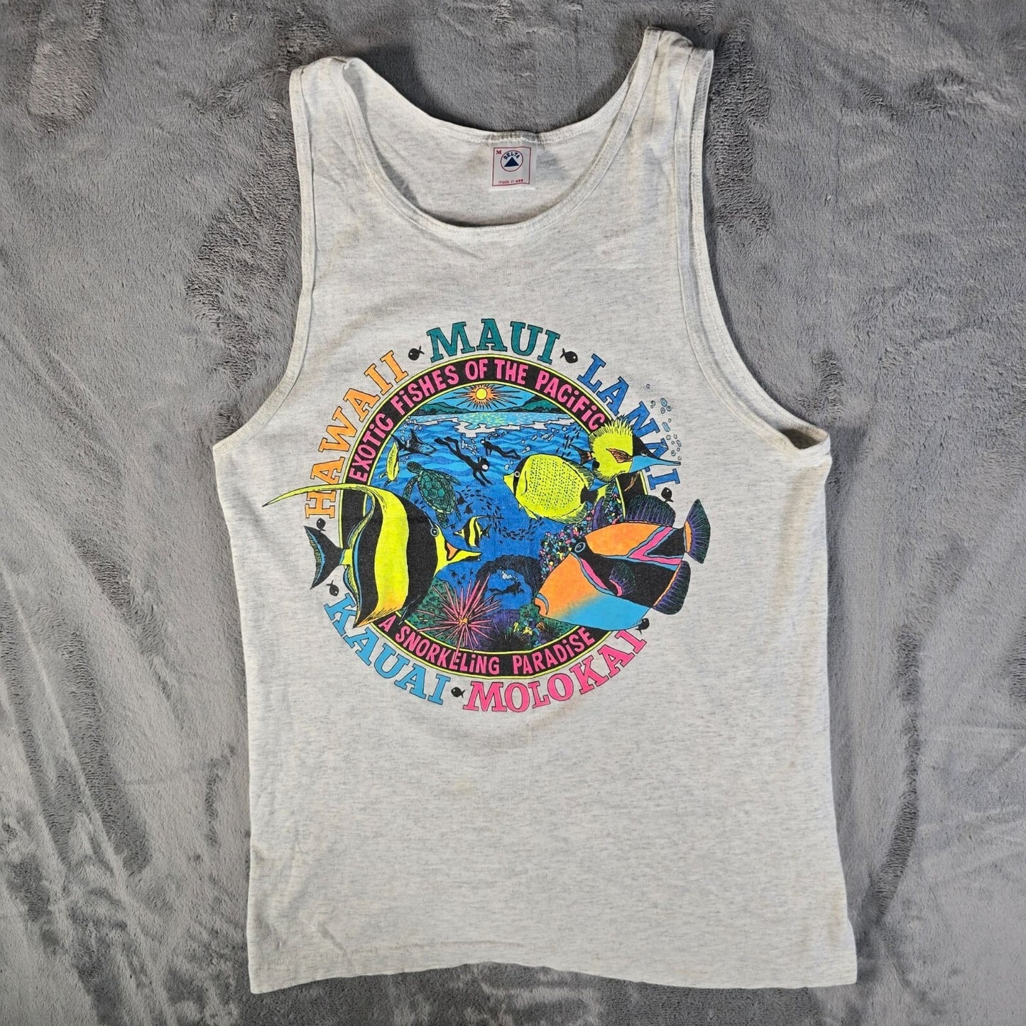 Vintage 1990s Exotic Fishes of the Pacific "A Snorkeling Paradise" Tank Top (S)