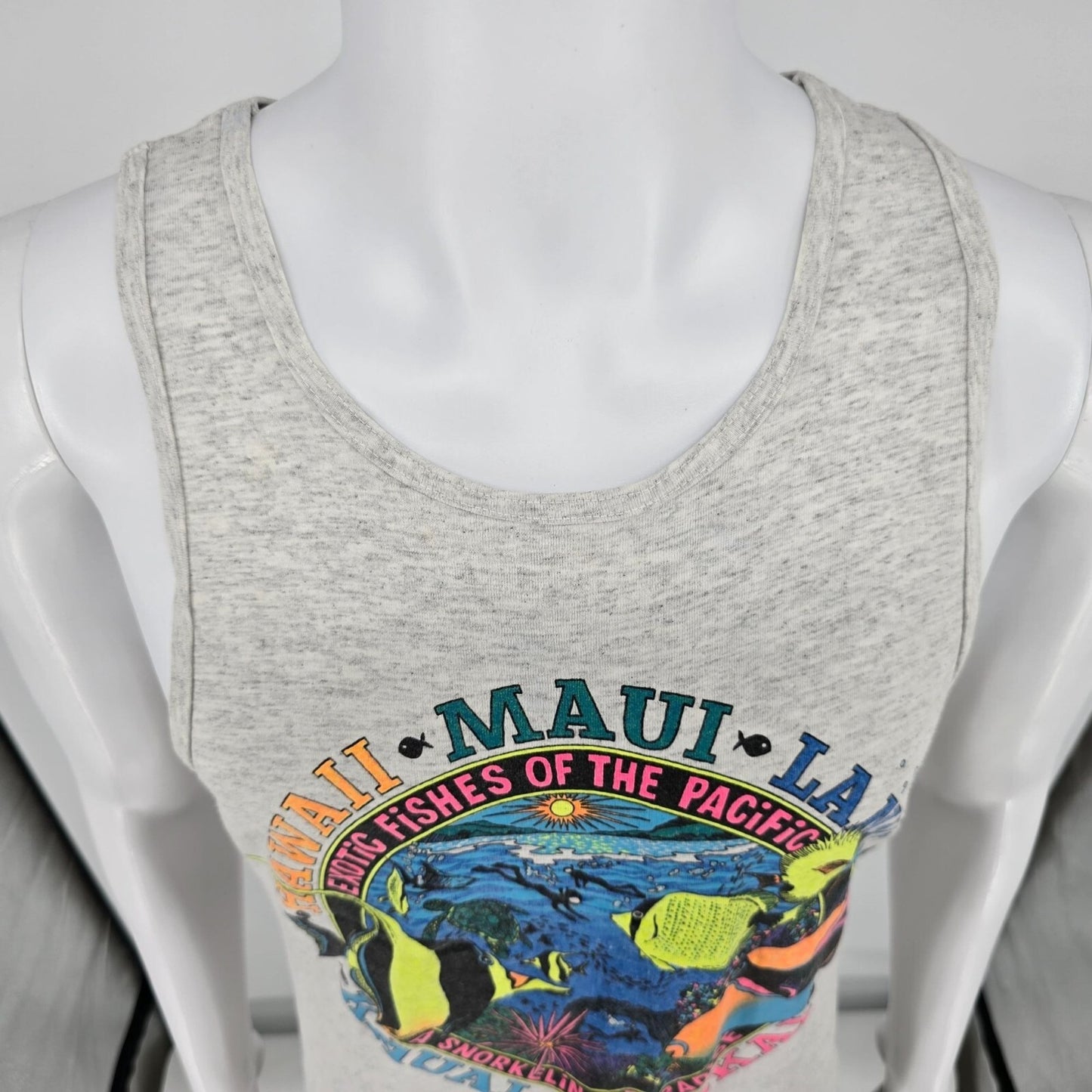 Vintage 1990s Exotic Fishes of the Pacific "A Snorkeling Paradise" Tank Top (S)