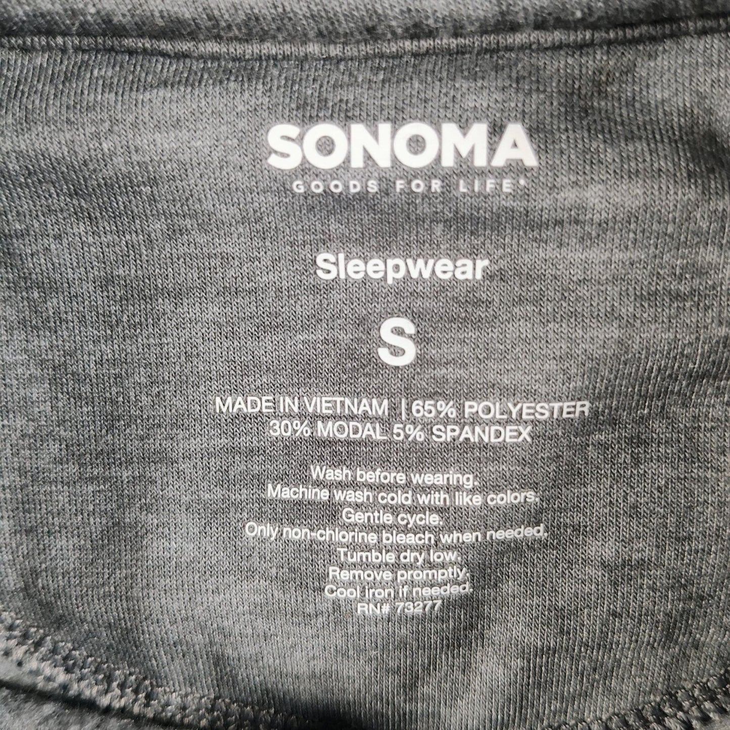 Sonoma Mens Gray Modal Blend Long-Sleeve Crewneck Sleepwear Pajama Top (Small)