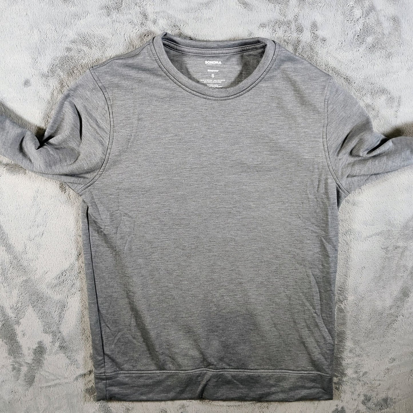 Sonoma Mens Gray Modal Blend Long-Sleeve Crewneck Sleepwear Pajama Top (Small)