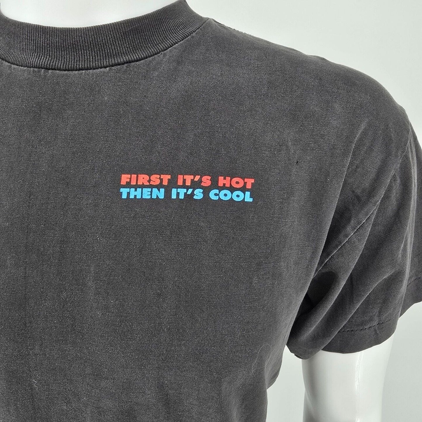 Thrashed Vintage 1990s Aftershock "First It's Hot Then It's Cool" T-Shirt (M)