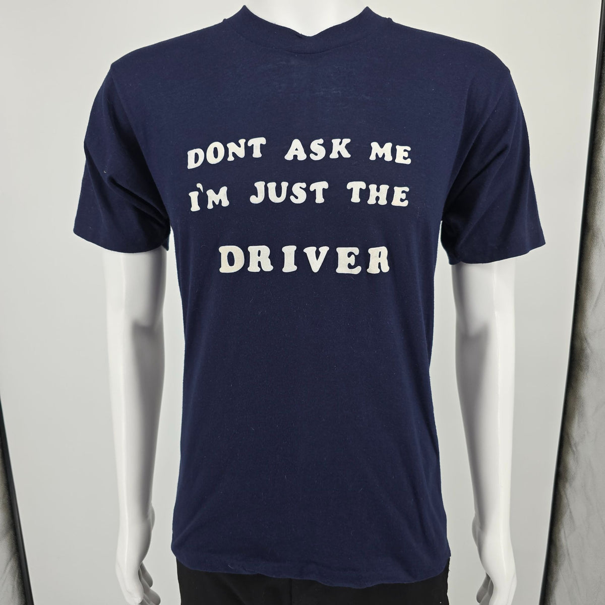Vintage 1980s "Don't Ask Me I'm Just The Driver" Flocked Letter T-Shirt (M)