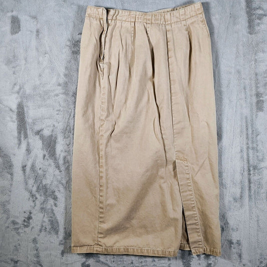 Vintage 1990s Eddie Bauer Womens Beige 29.5" Long  100% Cotton Skirt (Petite 4)