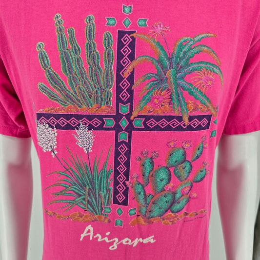 Vintage 1990s Single Stitch Arizona Pink Southwestern Graphic T-Shirt (L)