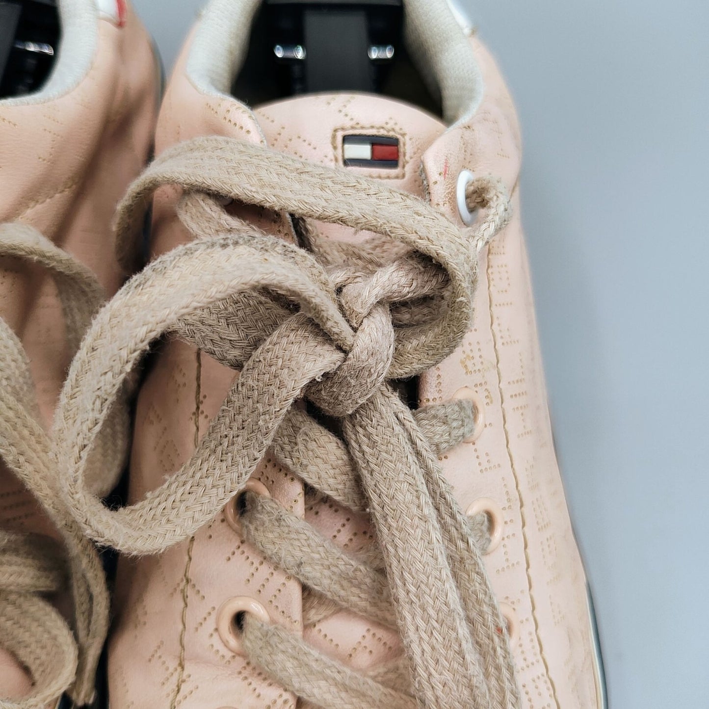 Tommy Hilfiger Women's Falcor Lingerie Pink Faux Leather Low Top Sneakers  (9M)
