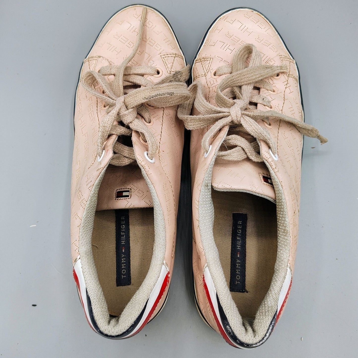 Tommy Hilfiger Women's Falcor Lingerie Pink Faux Leather Low Top Sneakers  (9M)