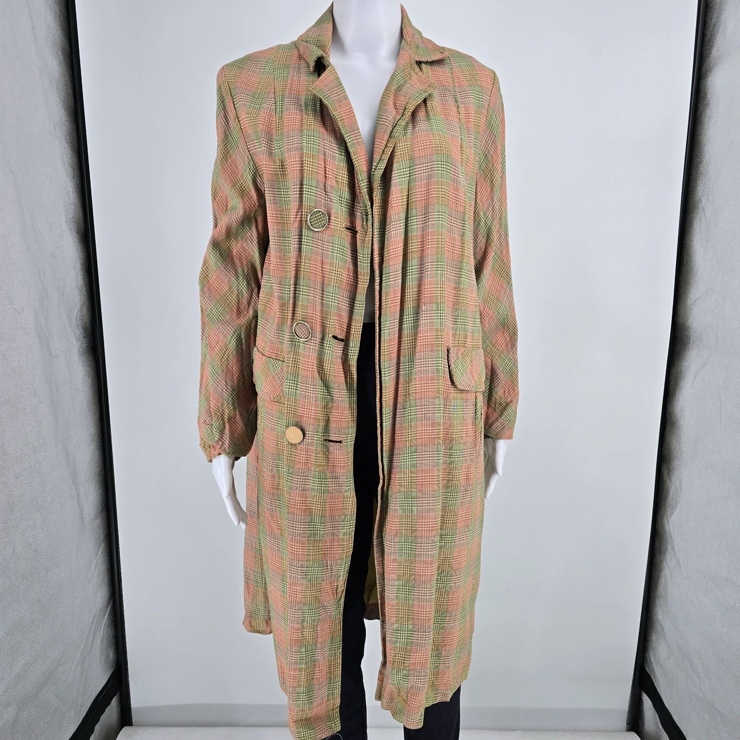 Vintage 1960s Weather Casuals Women's Pastel Glen Plaid Car Coat (M) *Fair