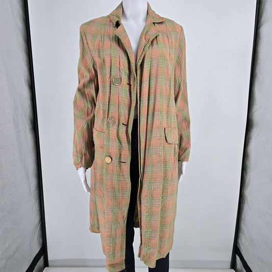 Vintage 1960s Weather Casuals Women's Pastel Glen Plaid Car Coat (M) *Fair