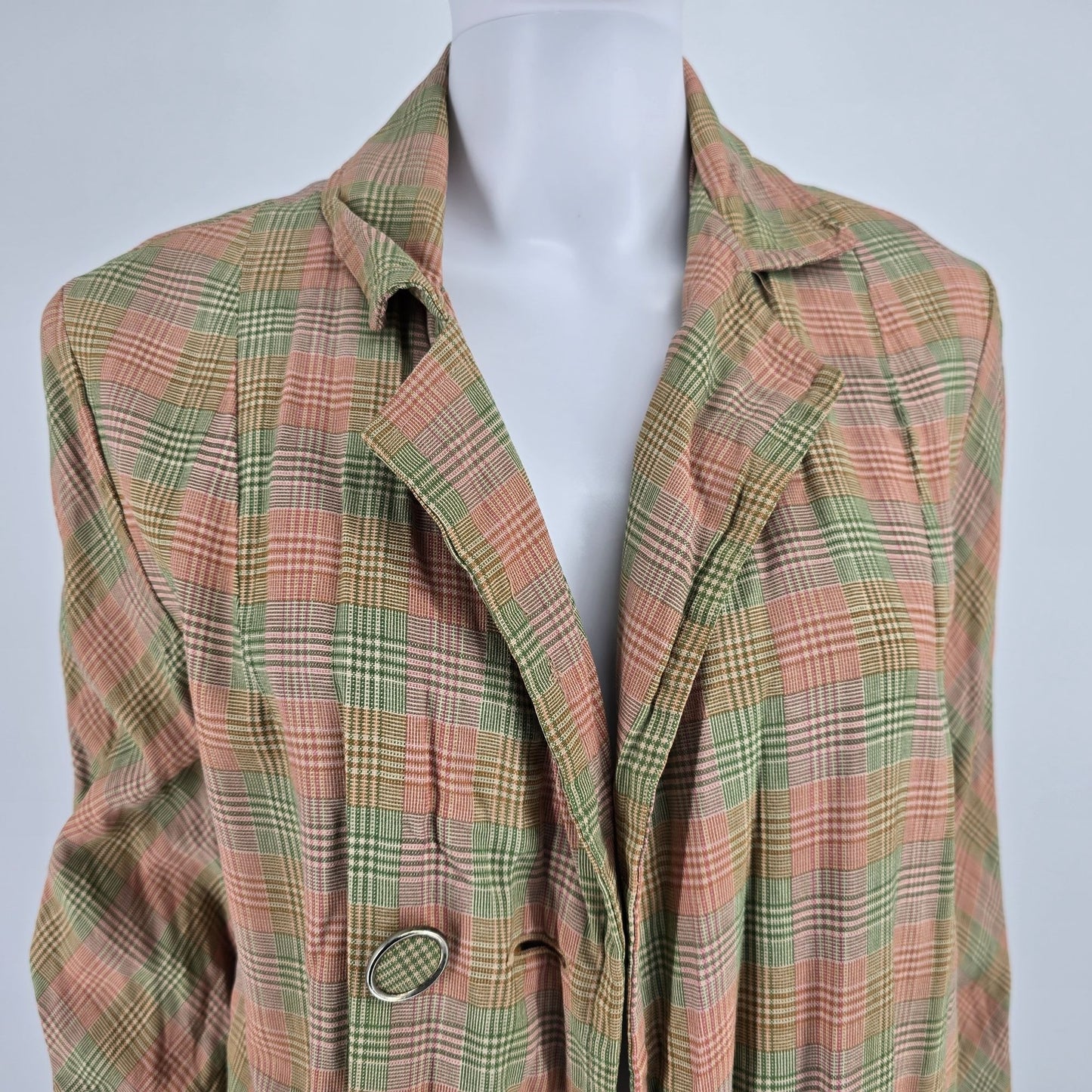 Vintage 1960s Weather Casuals Women's Pastel Glen Plaid Car Coat (M) *Fair