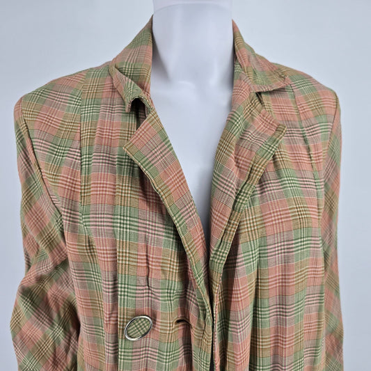 Vintage 1960s Weather Casuals Women's Pastel Glen Plaid Car Coat (M) *Fair