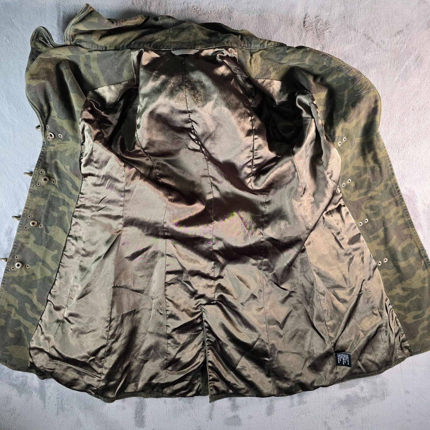 2010s BB Dakota Women's Green Camouflage Military-Style Clasp Front Coat (XS)