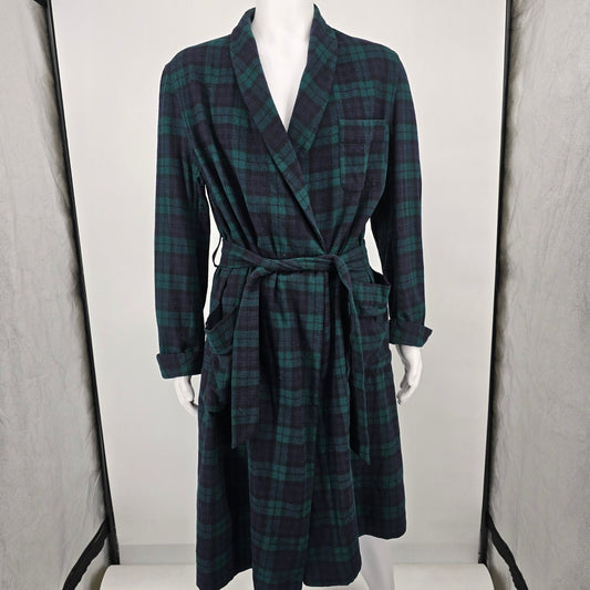 Vintage 1970s Pendleton Black Watch Tartan Virgin Wool Belted Robe (L) *Flaw